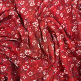 RED FLORAL PRINTED GEORGETTE FABRIC LOV0006A